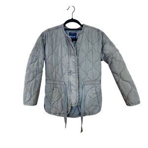 Madewell Womens Quilted Cotton Jacket With Tie Waist XXS Green utilitarian